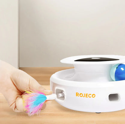 Smart Cat Toy - 2 in 1 Automatic Feather Fun Ball Set | Interactive Pet Accessories - ZOOMNSTORE