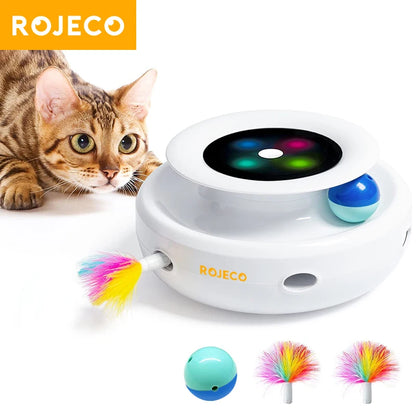 Smart Cat Toy - 2 in 1 Automatic Feather Fun Ball Set | Interactive Pet Accessories - ZOOMNSTORE