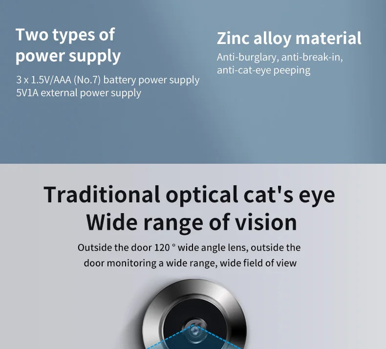 Smart Digital Door Viewer - 2.4 Inch HD Visual Doorbell With 120° Camera - ZOOMNSTORE