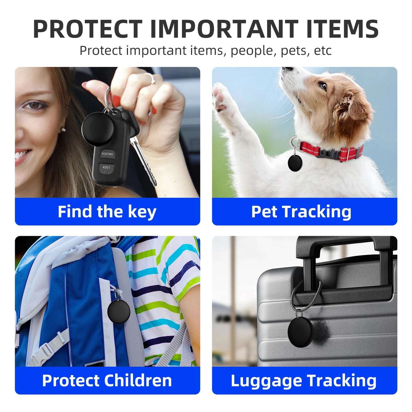 Smart GPS Tracker - Bluetooth Locator for Pets Kids Luggage and Keys - ZOOMNSTORE