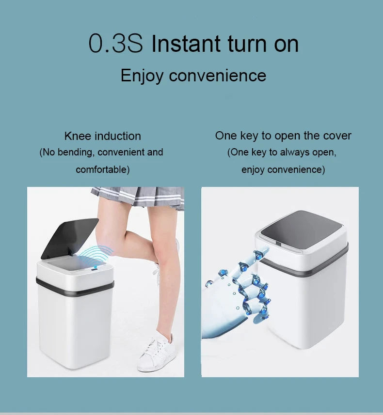 Smart Touch Trash Can - 13L Kitchen and Bathroom Waste Bin - ZOOMNSTORE