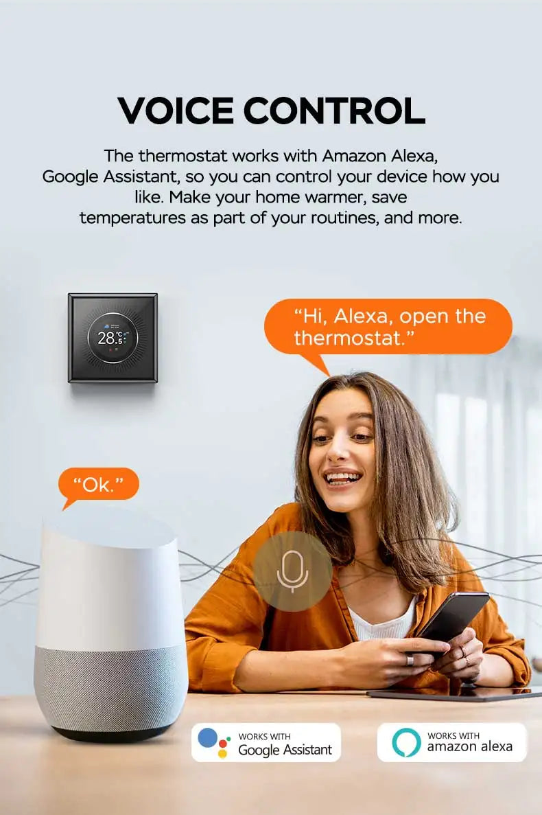 Smart Knob Thermostat - WiFi Controller for Floor Heating & Gas Boiler | Alexa Compatible - ZOOMNSTORE