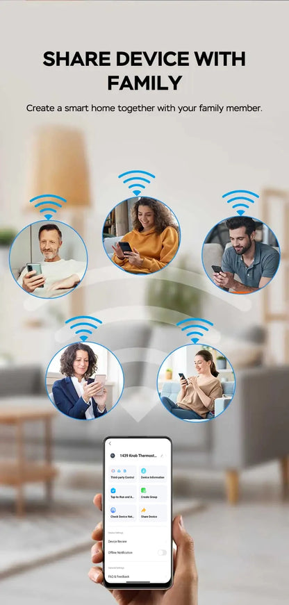 Smart Knob Thermostat - WiFi Controller for Floor Heating & Gas Boiler | Alexa Compatible - ZOOMNSTORE