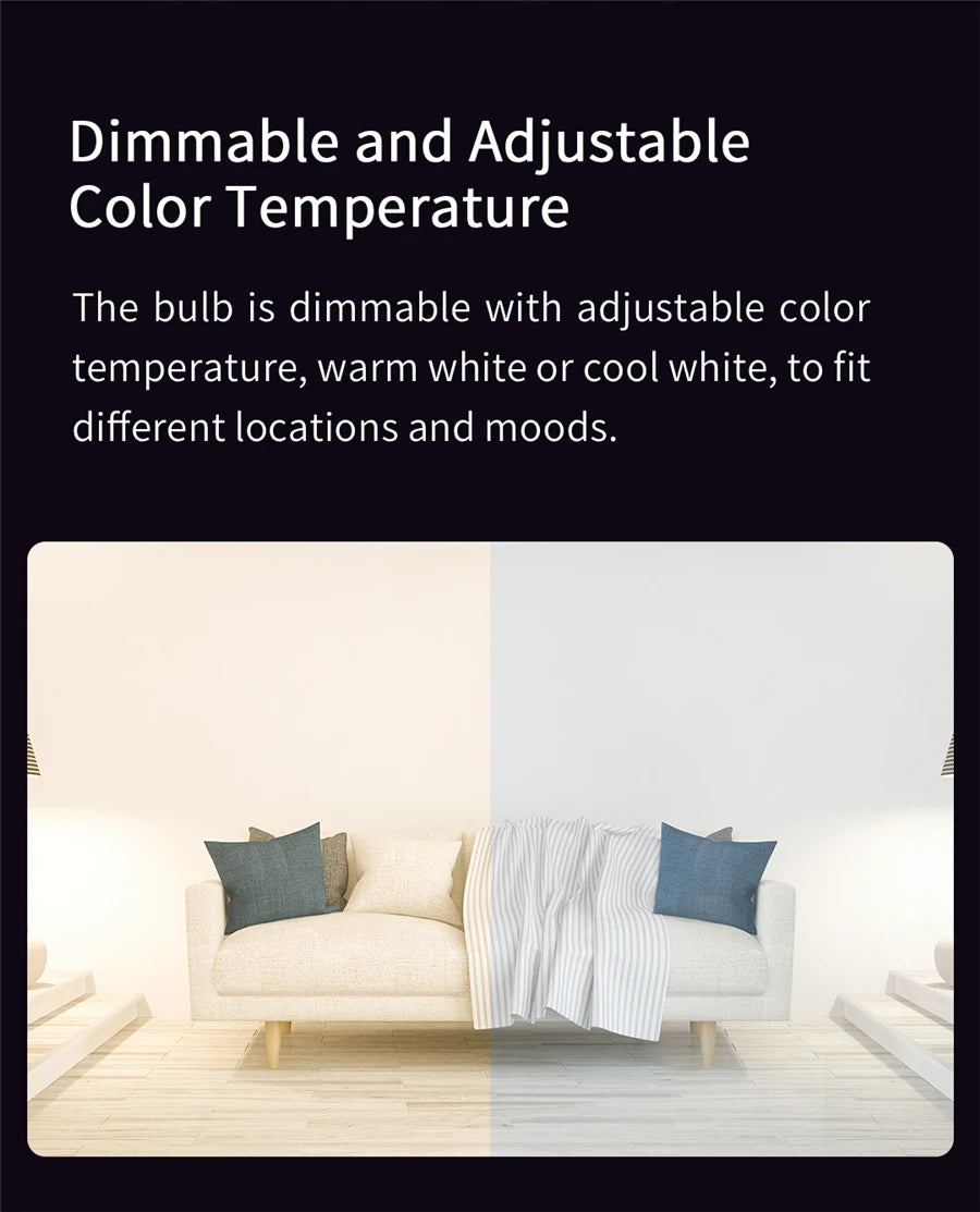 Smart Led Bulb - WiFi Voice Control Dimmable E26/E27 Multicolor Light - ZOOMNSTORE