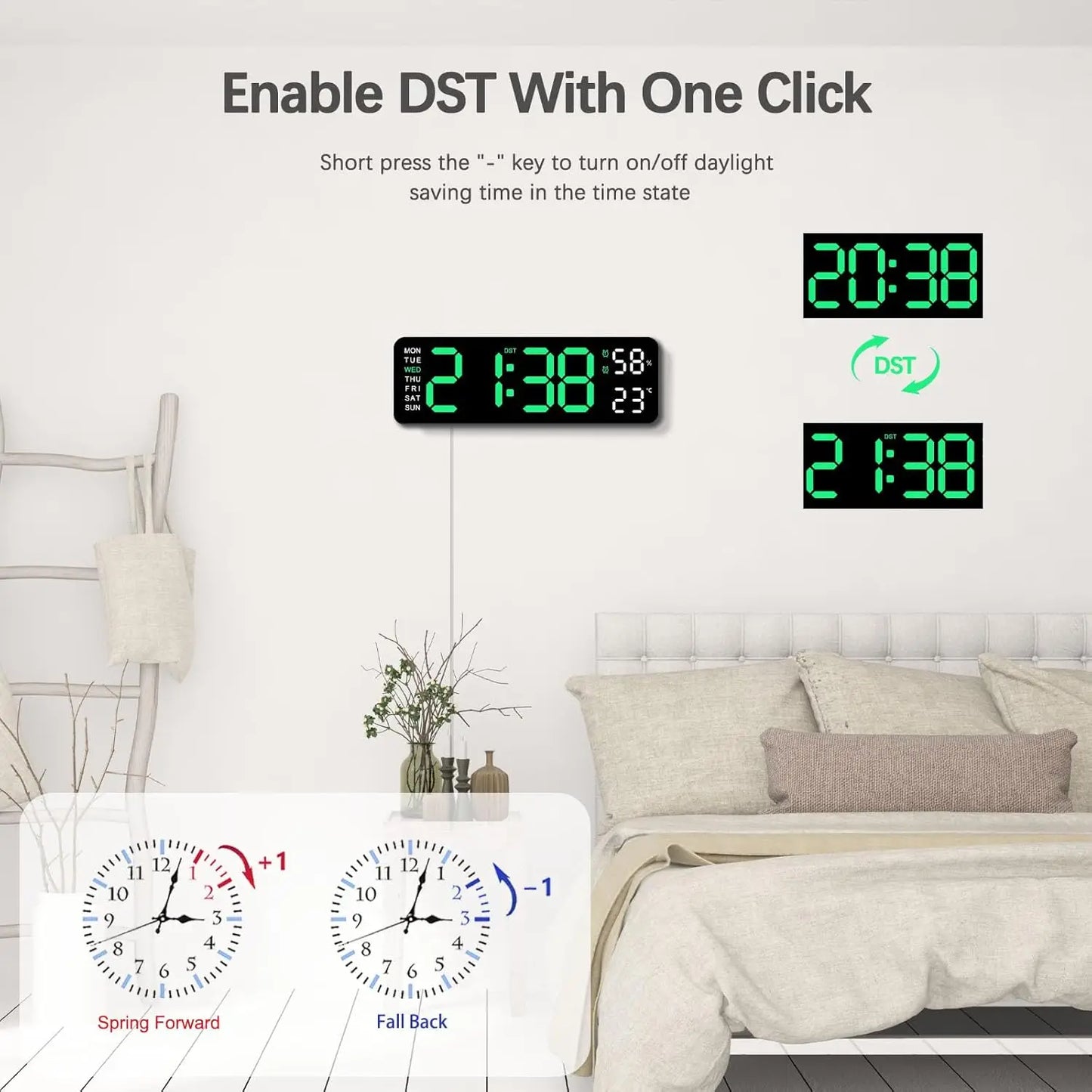Smart Mute LED Clock - Modern Digital Wall Clock with Thermometer and Alarm - ZOOMNSTORE
