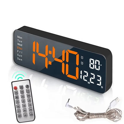 Smart Mute LED Clock - Modern Digital Wall Clock with Thermometer and Alarm - ZOOMNSTORE