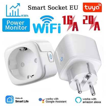 Smart Plug EU WiFi Socket 16A With Power Monitor - Voice Controlled, Alexa Compatible - ZOOMNSTORE