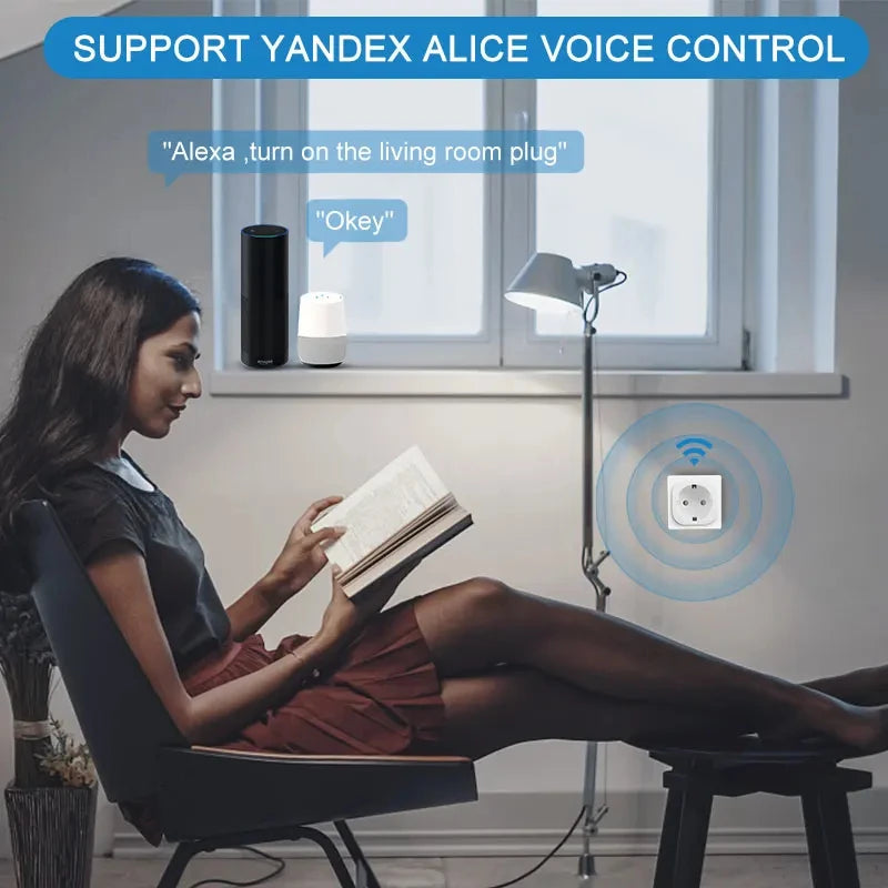 Smart Plug EU WiFi Socket 16A With Power Monitor - Voice Controlled, Alexa Compatible - ZOOMNSTORE