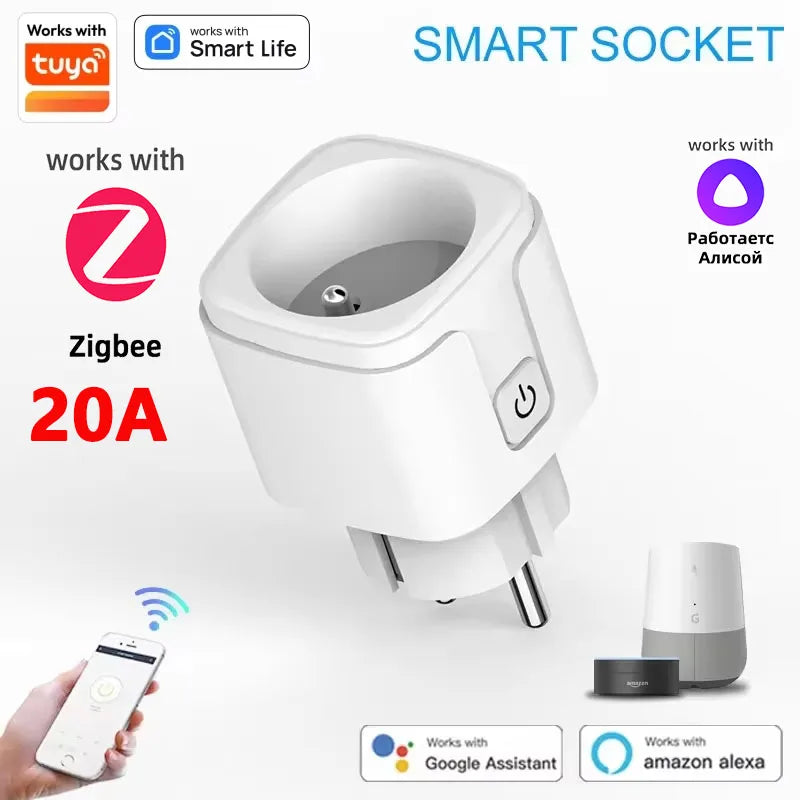 Smart Plug EU Socket With WiFi Zigbee Power Plug - 16A Remote Control Timer - ZOOMNSTORE