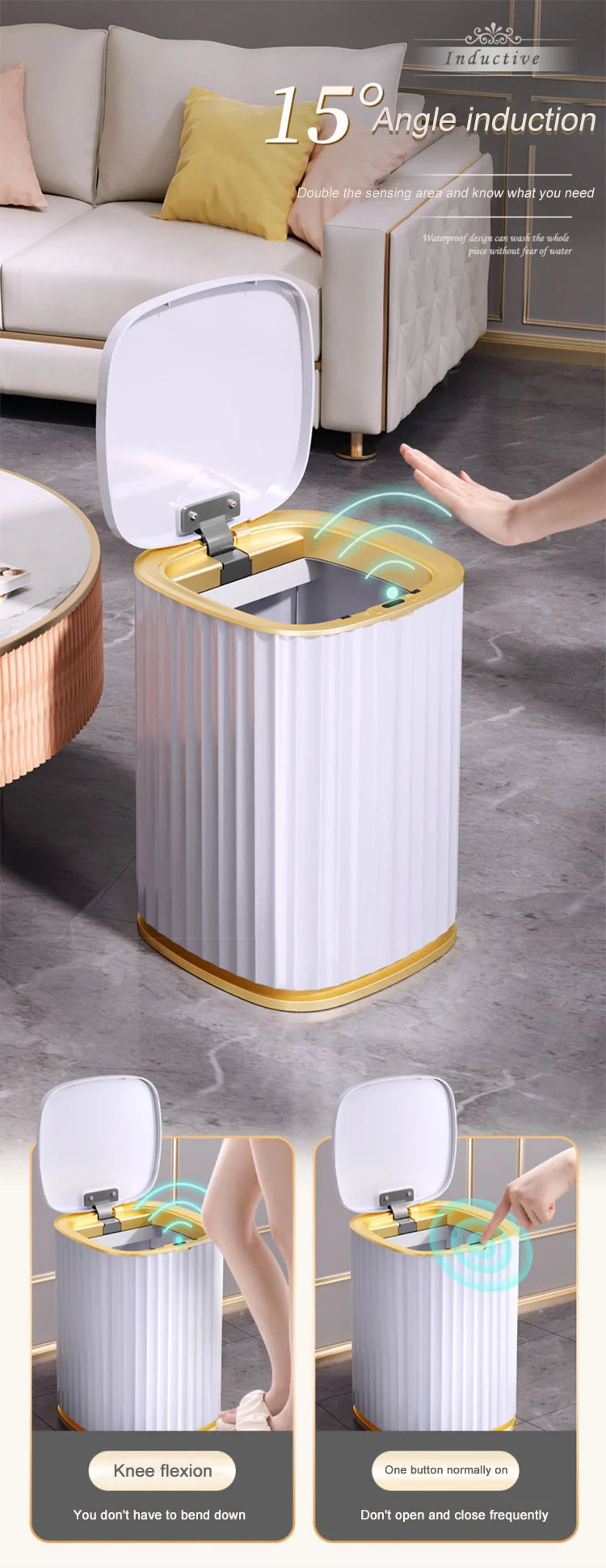 Smart Home Automatic Sensor Trash Can - Waterproof Kitchen Bathroom Wastebasket - ZOOMNSTORE
