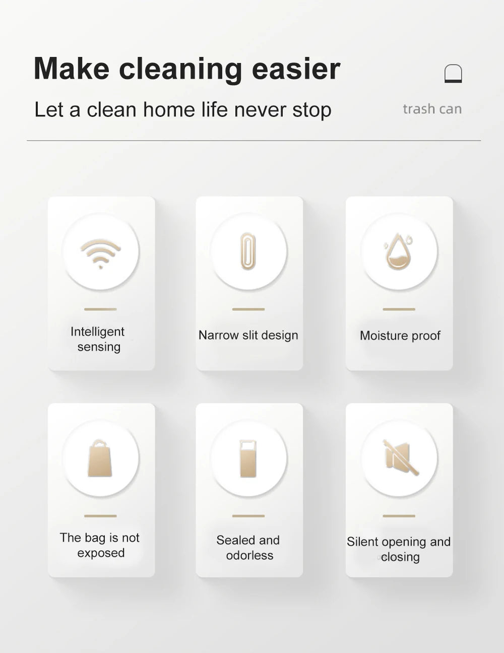 Smart Home Automatic Sensor Trash Can - Waterproof Kitchen Bathroom Wastebasket - ZOOMNSTORE