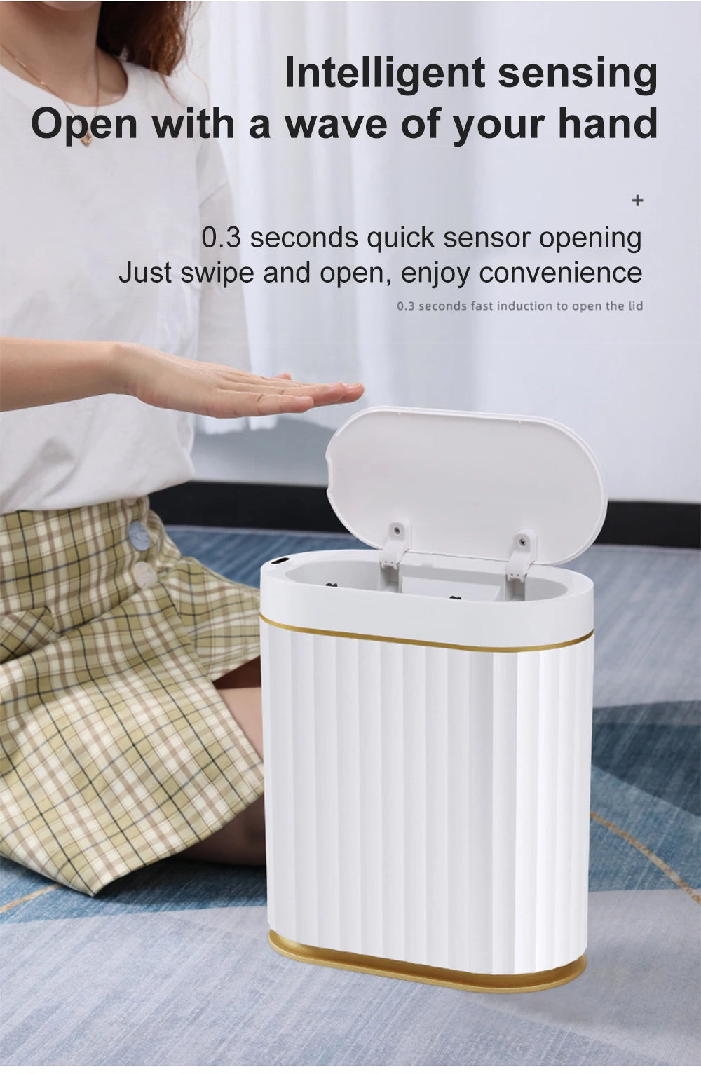 Smart Home Automatic Sensor Trash Can - Waterproof Kitchen Bathroom Wastebasket - ZOOMNSTORE