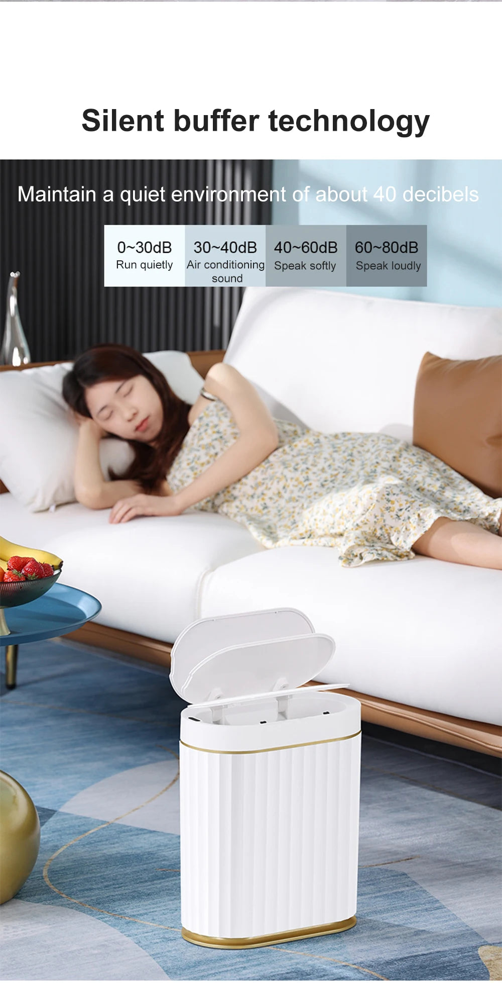 Smart Home Automatic Sensor Trash Can - Waterproof Kitchen Bathroom Wastebasket - ZOOMNSTORE