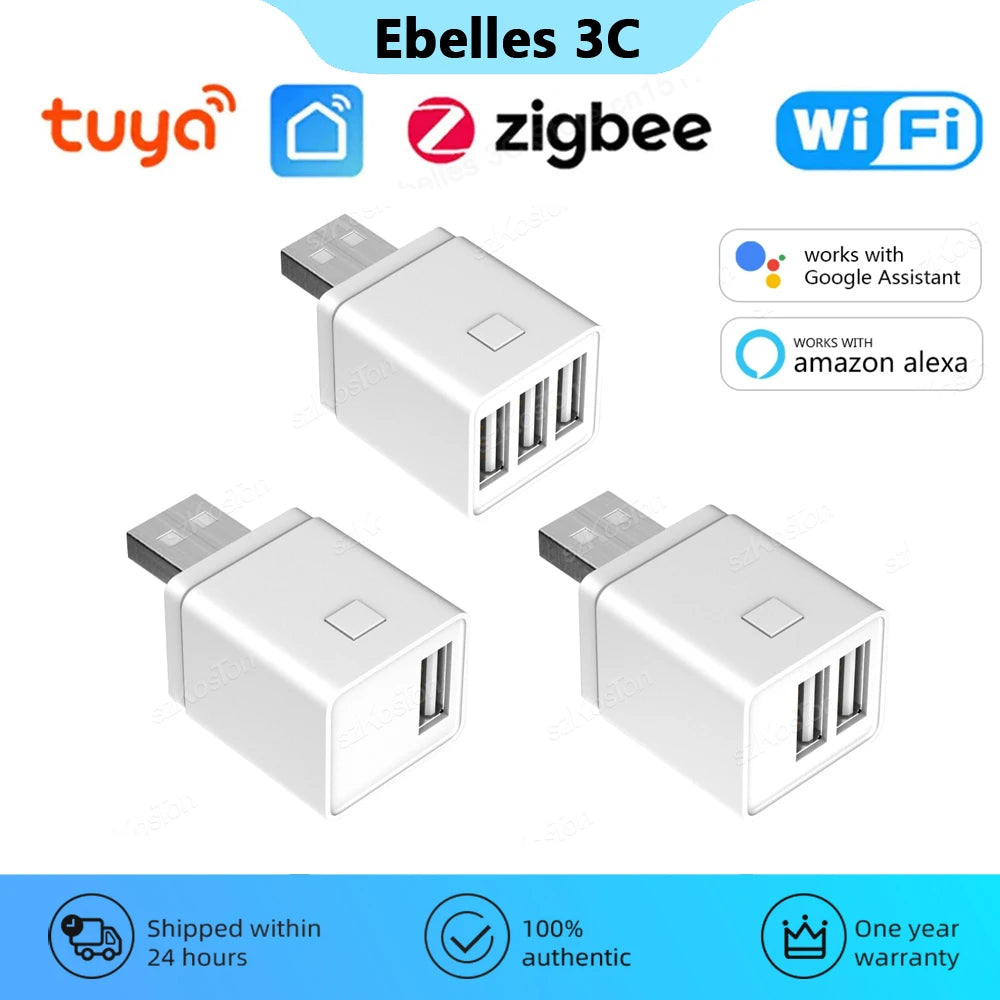 Smart USB Adapter - WiFi Zigbee USB Plug with Timer | Voice Controlled & Alexa Compatible - ZOOMNSTORE