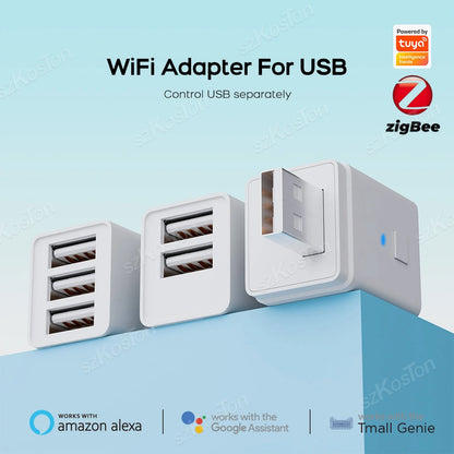Smart USB Adapter - WiFi Zigbee USB Plug with Timer | Voice Controlled & Alexa Compatible - ZOOMNSTORE