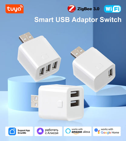 Smart USB Adaptor WiFi Zigbee Mini USB Charger With Voice Control & Timer - ZOOMNSTORE