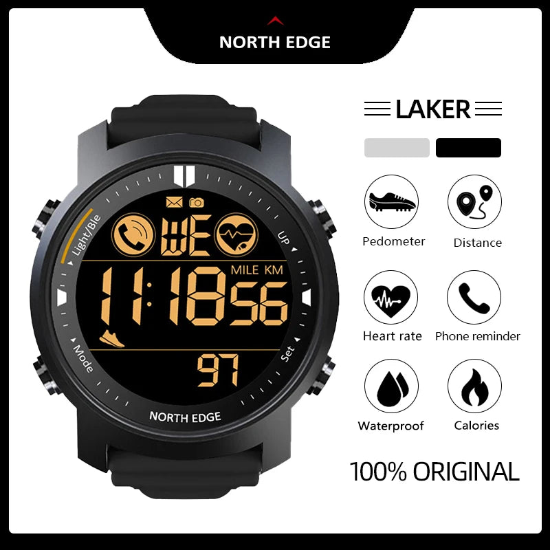 NORTH EDGE Smart Watch - Heart Rate Monitor Waterproof Fitness Tracker for Swimming  Running AndroidiOS - ZOOMNSTORE