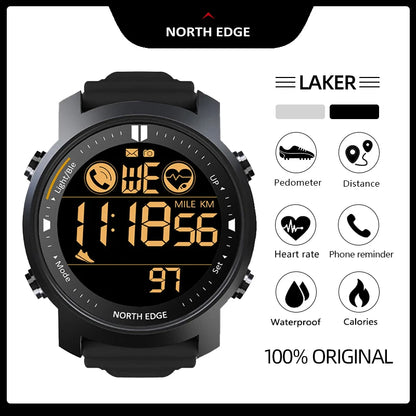 NORTH EDGE Smart Watch - Heart Rate Monitor Waterproof Fitness Tracker for Swimming  Running AndroidiOS - ZOOMNSTORE