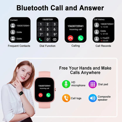 Smart Waterproof Smartwatch - 1.91" Square Screen Fitness Tracker with Heart Rate Monitor & 110 Sport Modes - ZOOMNSTORE