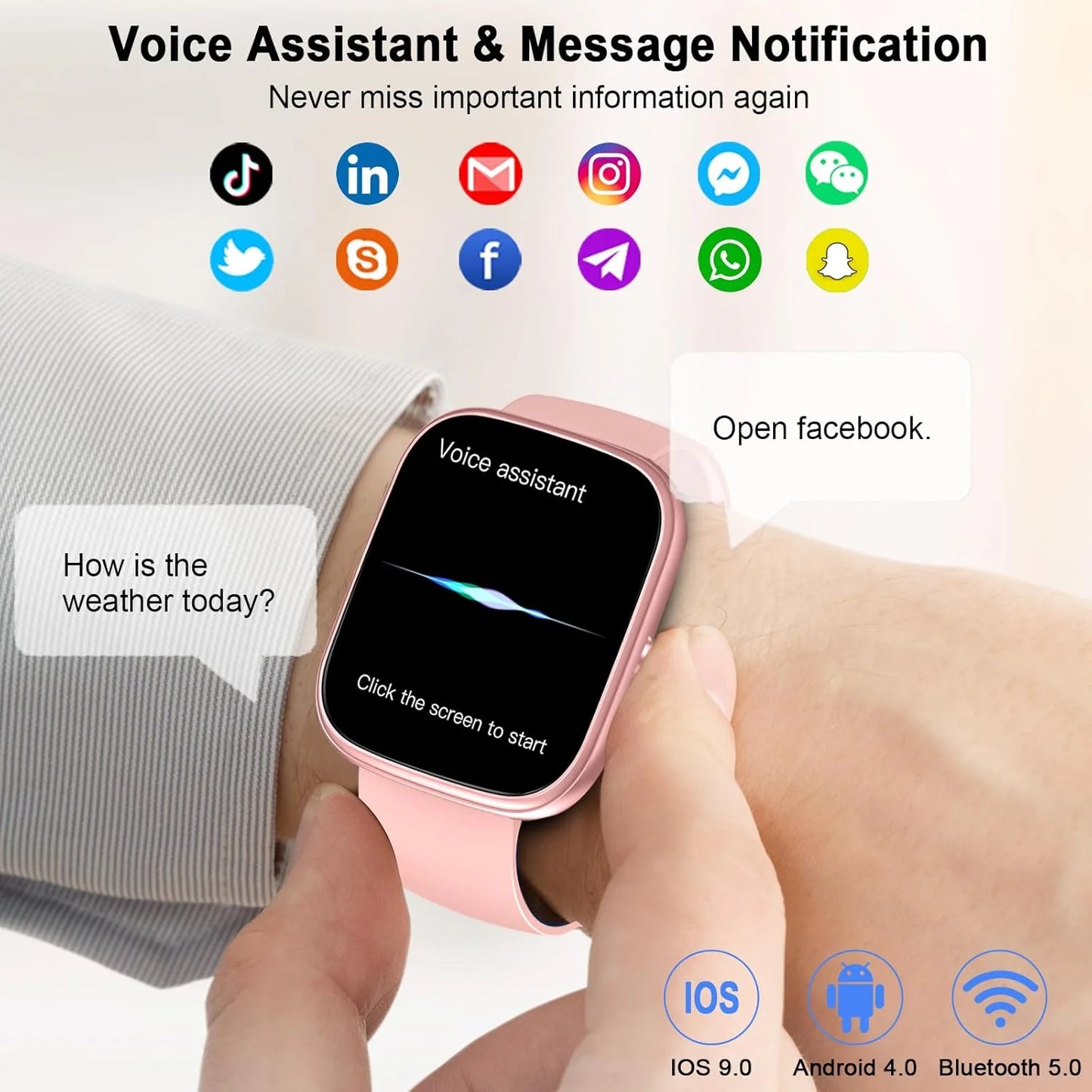 Smart Waterproof Smartwatch - 1.91" Square Screen Fitness Tracker with Heart Rate Monitor & 110 Sport Modes - ZOOMNSTORE