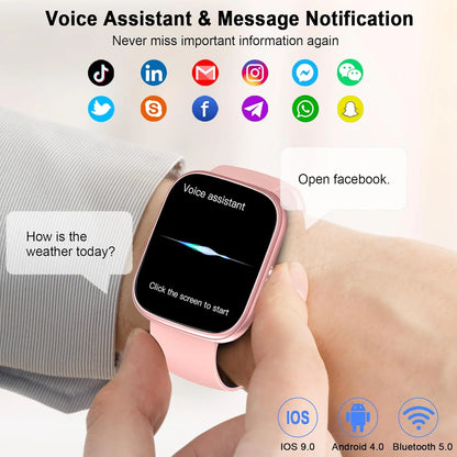 Smart Waterproof Smartwatch - 1.91" Square Screen Fitness Tracker with Heart Rate Monitor & 110 Sport Modes - ZOOMNSTORE