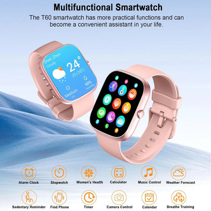 Smart Waterproof Smartwatch - 1.91" Square Screen Fitness Tracker with Heart Rate Monitor & 110 Sport Modes - ZOOMNSTORE