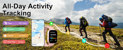 Smart Waterproof Smartwatch - 1.91" Square Screen Fitness Tracker with Heart Rate Monitor & 110 Sport Modes - ZOOMNSTORE