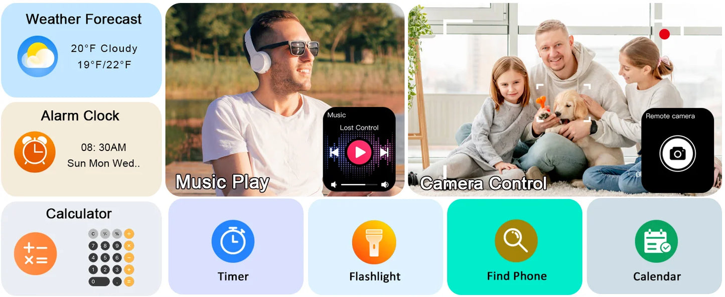 Smart Waterproof Smartwatch - 1.91" Square Screen Fitness Tracker with Heart Rate Monitor & 110 Sport Modes - ZOOMNSTORE