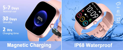 Smart Waterproof Smartwatch - 1.91" Square Screen Fitness Tracker with Heart Rate Monitor & 110 Sport Modes - ZOOMNSTORE