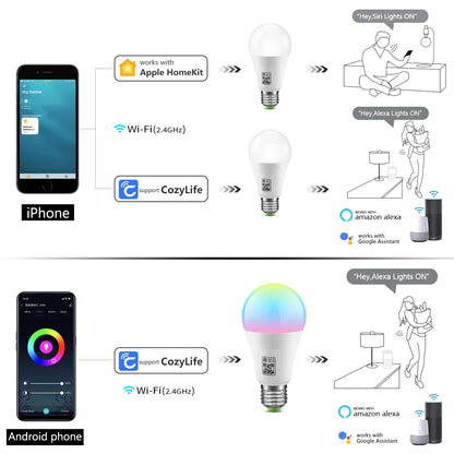 Smart Wifi Light Bulb - HomeKit LED Bulb E27 Multicolor Dimmable Smart Lamp - ZOOMNSTORE