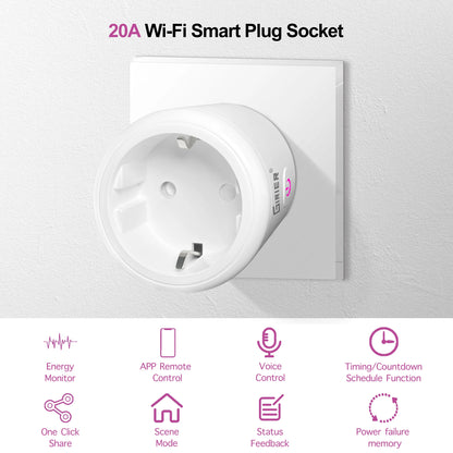 Smart Wifi Plug - 20A EU Smart Socket with Energy Usage Monitor & Alexa Compatible - ZOOMNSTORE