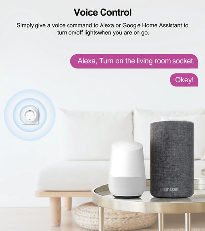 Smart Wifi Plug - 20A EU Smart Socket with Energy Usage Monitor & Alexa Compatible - ZOOMNSTORE