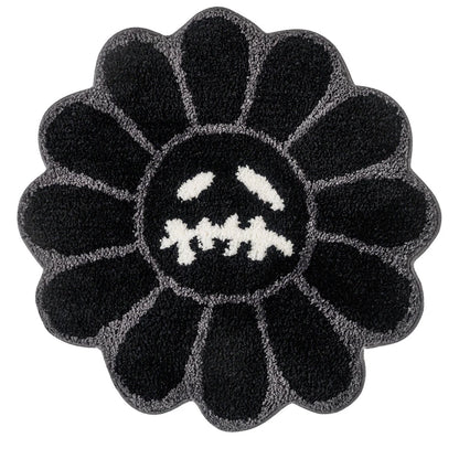 Smiling Face Tufted Rug - Retro Flower Art Mat for Bedroom  Bathroom Decor - ZOOMNSTORE