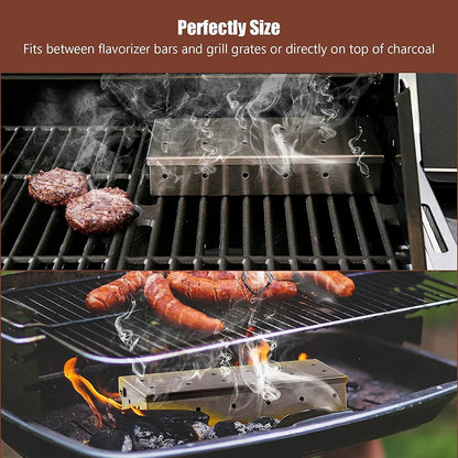 Smoker Box Stainless Steel | Heat Resistant Wood Chip BBQ Grilling Accessories - ZOOMNSTORE