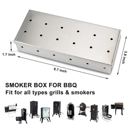 Smoker Box Stainless Steel | Heat Resistant Wood Chip BBQ Grilling Accessories - ZOOMNSTORE