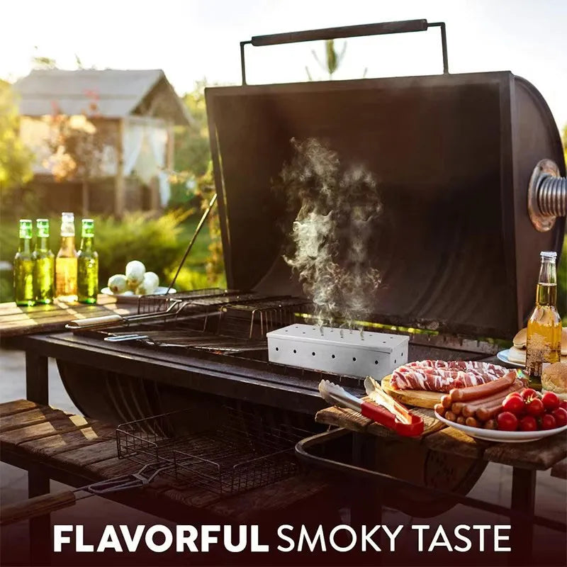 Smoker Box Stainless Steel | Heat Resistant Wood Chip BBQ Grilling Accessories - ZOOMNSTORE