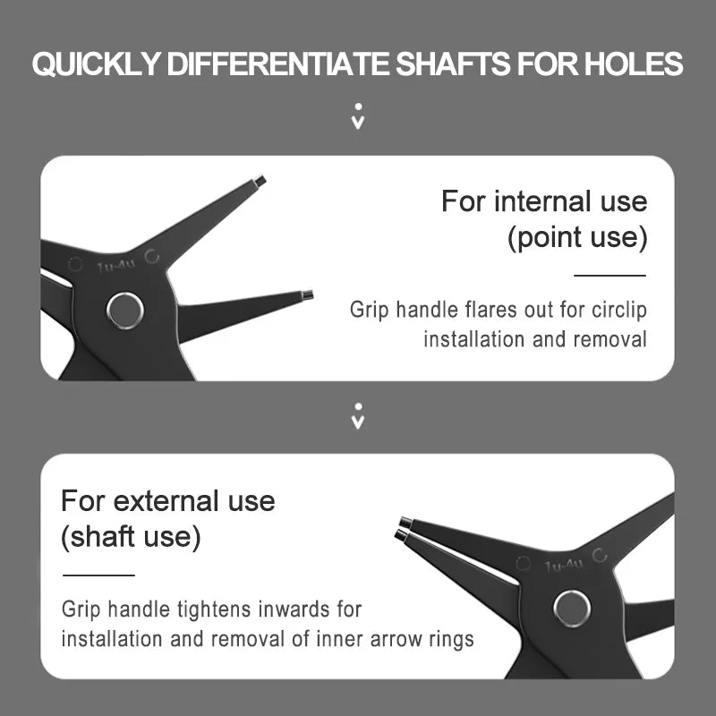 2 in 1 Snap Ring Pliers - Multifunctional Internal External Retaining Tool - ZOOMNSTORE