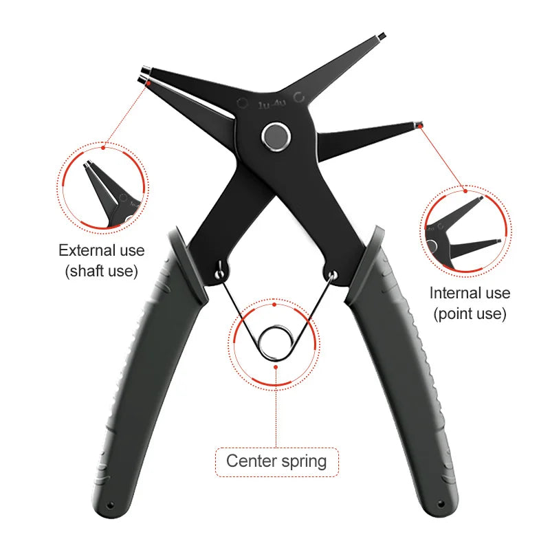 2 in 1 Snap Ring Pliers - Multifunctional Internal External Retaining Tool - ZOOMNSTORE