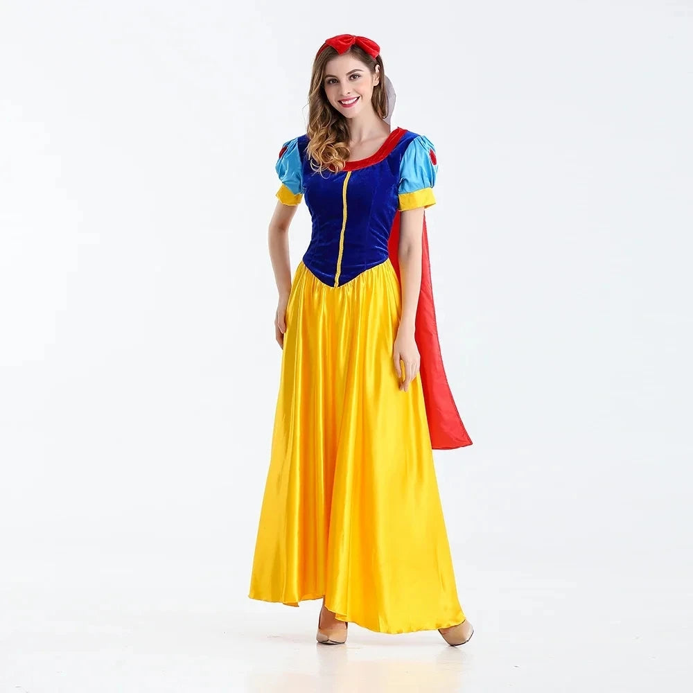 Classic Fairy Tale Snow White Princess Costume Adults Women Halloween Performance Fantasia Princess Cosplay Role Playing Dresses - ZOOMNSTORE