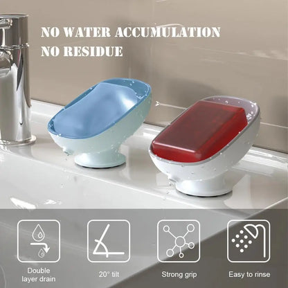 1pc Creative Soap Dish, Drain Soap Tray, Soap Holder With Suction Cup, Soap Rack For  Bathroom Accessories - ZOOMNSTORE