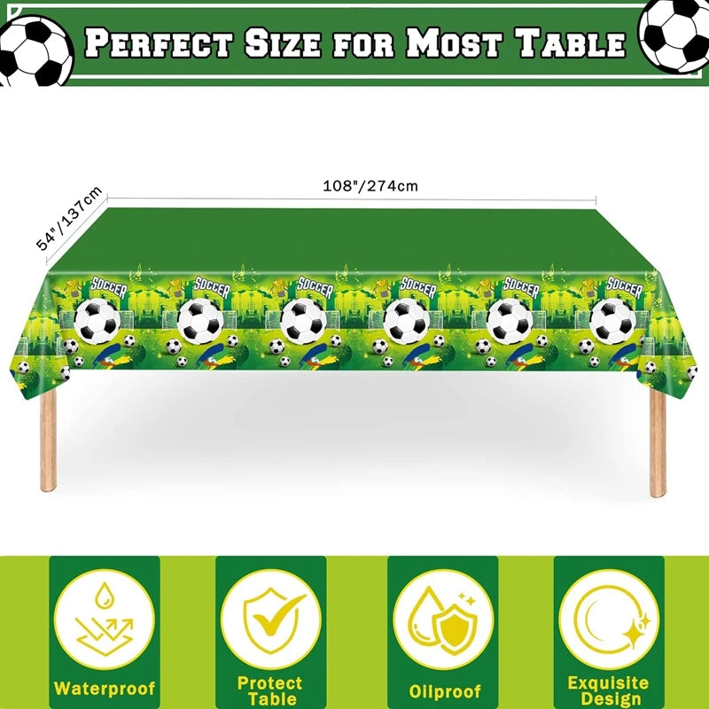 Soccer Party Tableware Set - Disposable Plates Cups Napkins Tablecloth for Kids Birthday Decorations - ZOOMNSTORE