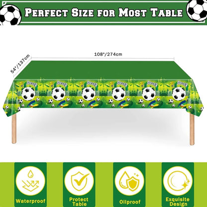 Soccer Party Tableware Set - Disposable Plates Cups Napkins Tablecloth for Kids Birthday Decorations - ZOOMNSTORE