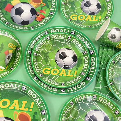 Soccer Party Tableware Set - Disposable Plates Cups Napkins Tablecloth for Kids Birthday Decorations - ZOOMNSTORE