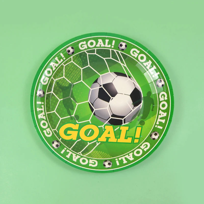 Soccer Party Tableware Set - Disposable Plates Cups Napkins Tablecloth for Kids Birthday Decorations - ZOOMNSTORE