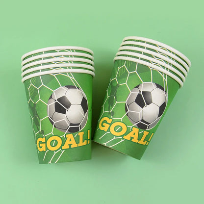 Soccer Party Tableware Set - Disposable Plates Cups Napkins Tablecloth for Kids Birthday Decorations - ZOOMNSTORE