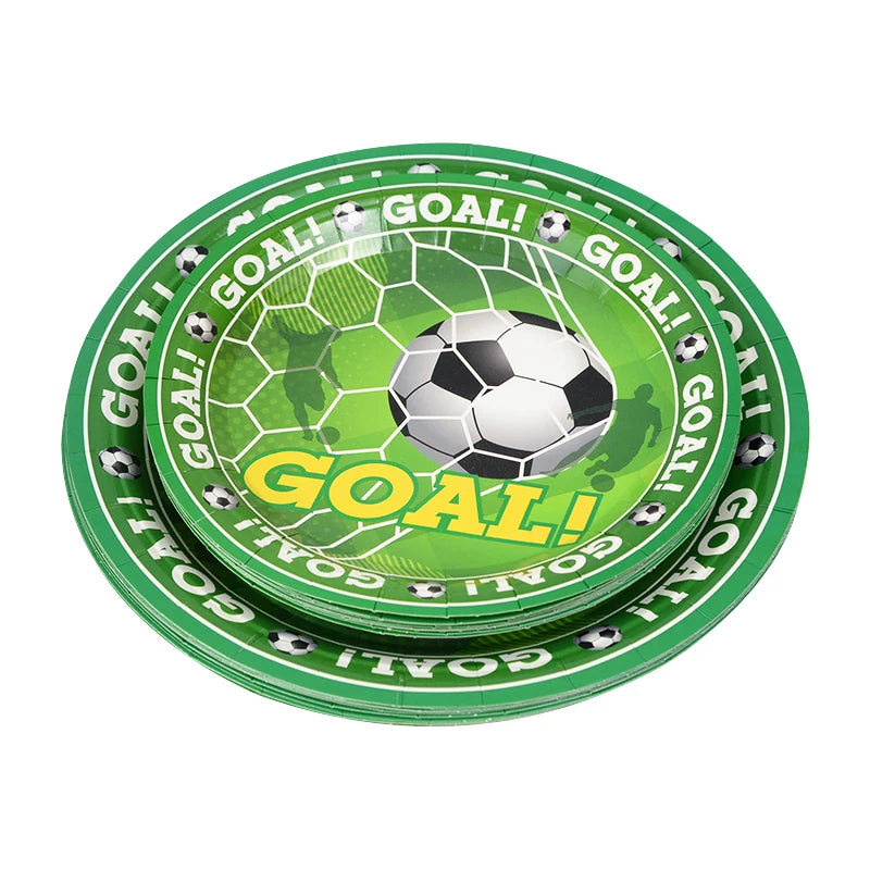 Soccer Party Tableware Set - Disposable Plates Cups Napkins Tablecloth for Kids Birthday Decorations - ZOOMNSTORE