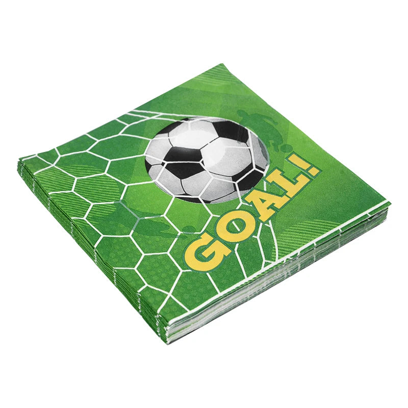 Soccer Party Tableware Set - Disposable Plates Cups Napkins Tablecloth for Kids Birthday Decorations - ZOOMNSTORE