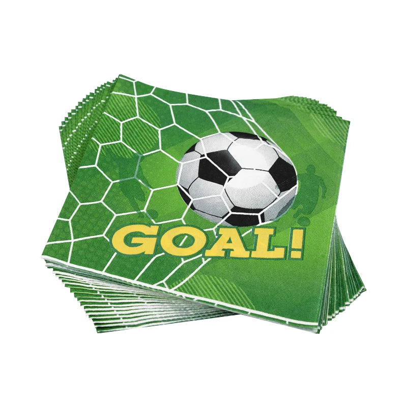 Soccer Party Tableware Set - Disposable Plates Cups Napkins Tablecloth for Kids Birthday Decorations - ZOOMNSTORE