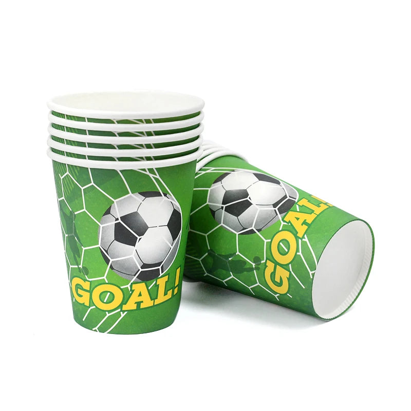 Soccer Party Tableware Set - Disposable Plates Cups Napkins Tablecloth for Kids Birthday Decorations - ZOOMNSTORE