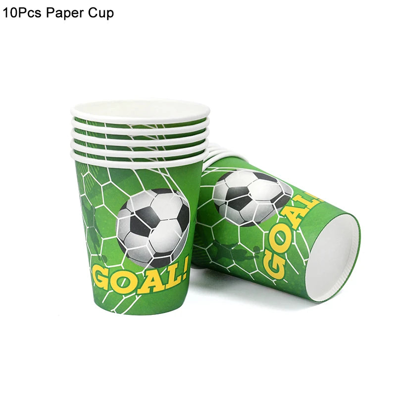 Soccer Party Tableware Set - Disposable Plates Cups Napkins Tablecloth for Kids Birthday Decorations - ZOOMNSTORE